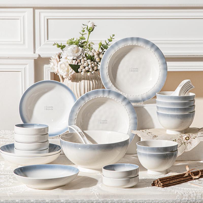 VISIONS Corning Blue Danube 32-Piece Fine Porcelain Dinnerware Set