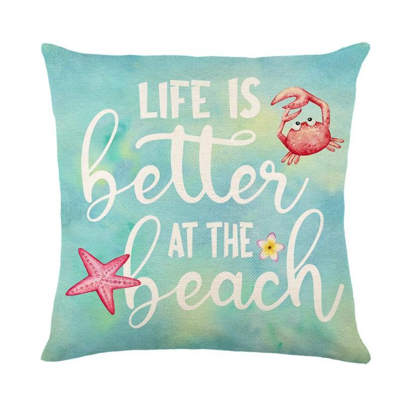 New Summer Ocean Series Pillowcases Linen Print Simple Fashion Home Fabric Living Room