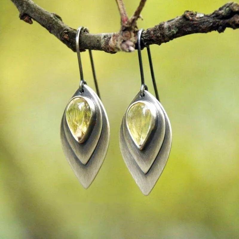 

Этнические серьги-подвески в виде капли воды с оранжево-красным камнем, винтажные серьги-подвески с резьбой в виде листьев из металла цвета меди для женщин