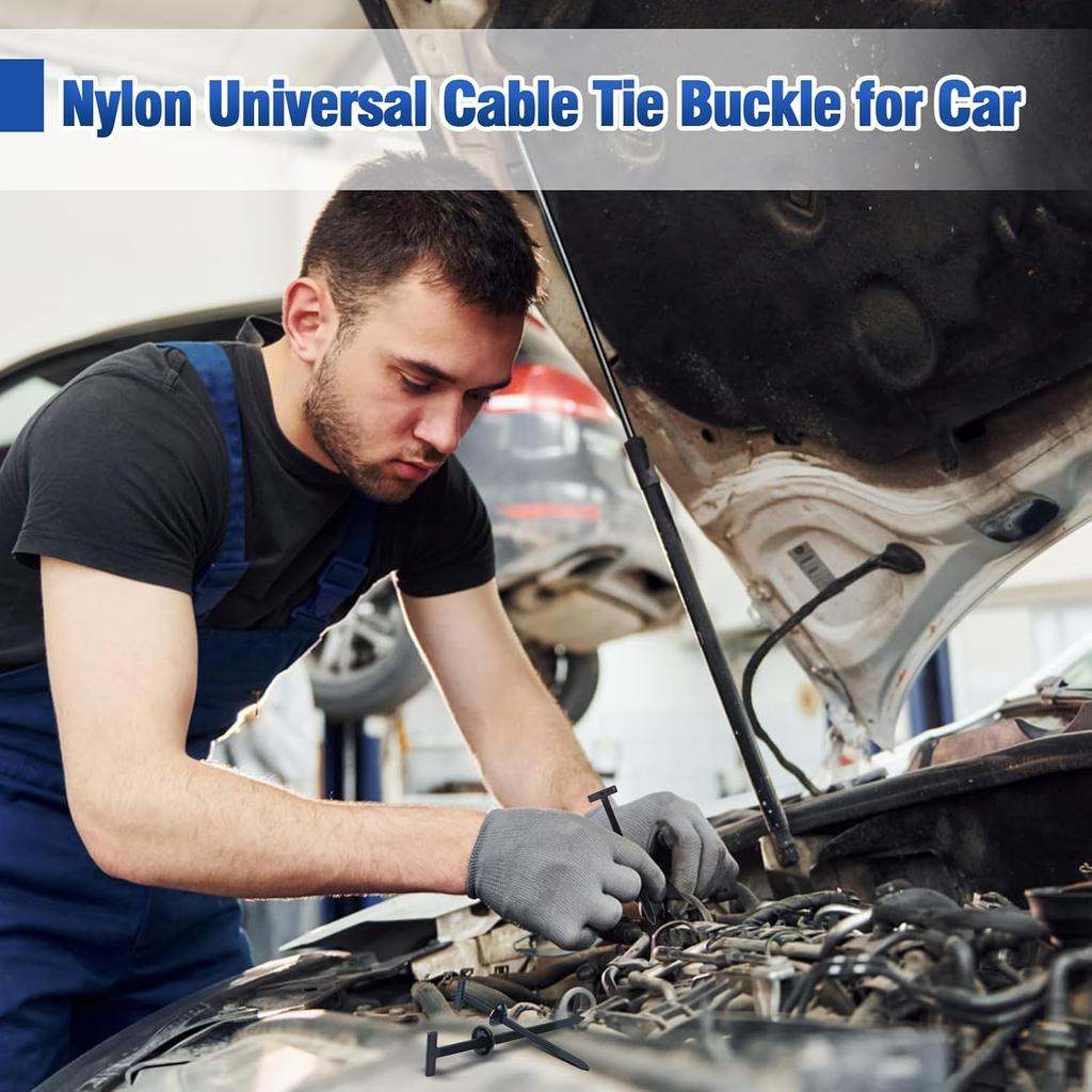 Nylon Universal Cable Tie Buckle, Multi-Functional Black Zip Ties With Pin & Button, 50 PCS Snap-Fit Nylon Fastening Clip For Car