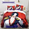 Anime One Piece Cartoon Pattern Bedding Quilt Set Quilt Cover Pillowcase Home Birthday Gift(1 * Duvet Cover + 2 * Pillowcase, Without Core)