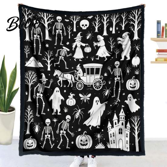 DIY Coloring Projects for Teens Halloween Blanket Throw Blanket with Ghost Patterns Color Your Artistic Bedroom Decor Accessories Own Washable Cozy