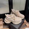 Sports Shoes Silver Sneakers Women's Spring and Summer Design Thick Bottom Comfortable Classic Height Increasing Pops Shoes