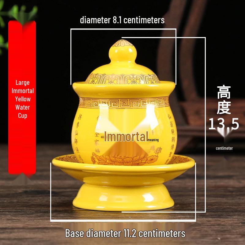 Coppa per Acqua per Altare Buddista in Ceramica di Loto con Mantra della Grande Compassione - Tazza per Offerte a Guanyin