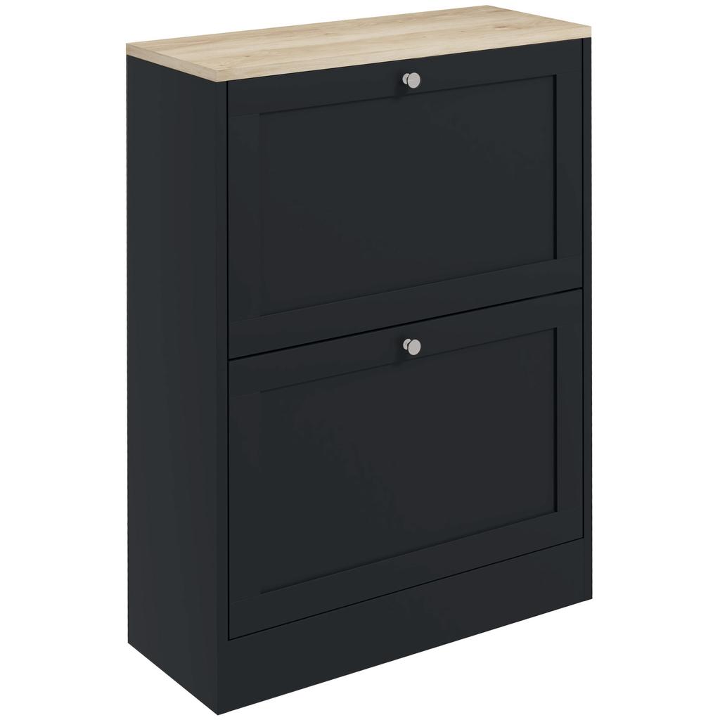 Shoe Cabinet for 12 Pairs, 2 Drop-Down Drawers, Adjustable Shelves, 60x23.5x80cm, Black