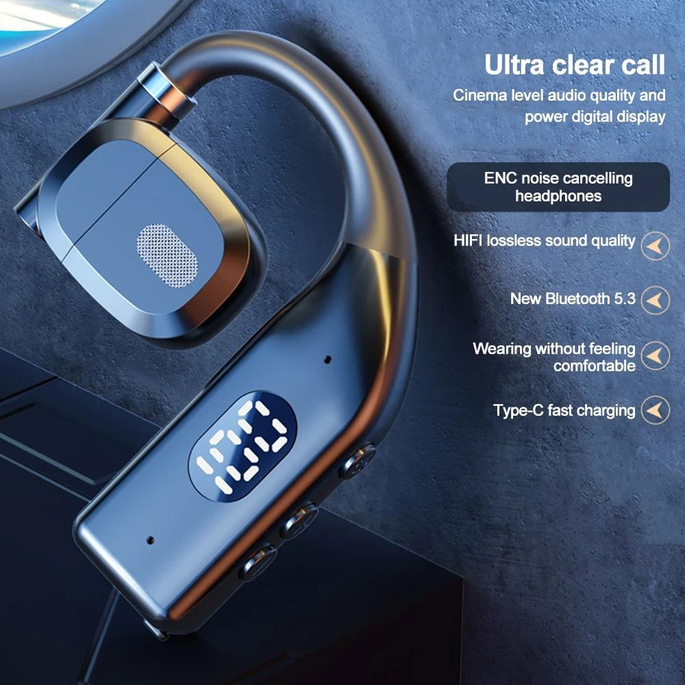 Bezdrátová Bluetooth 5.3 sluchátka s ušním háčkem Hi-Fi stereo sluchátka s potlačením hluku TWS sportovní špunty