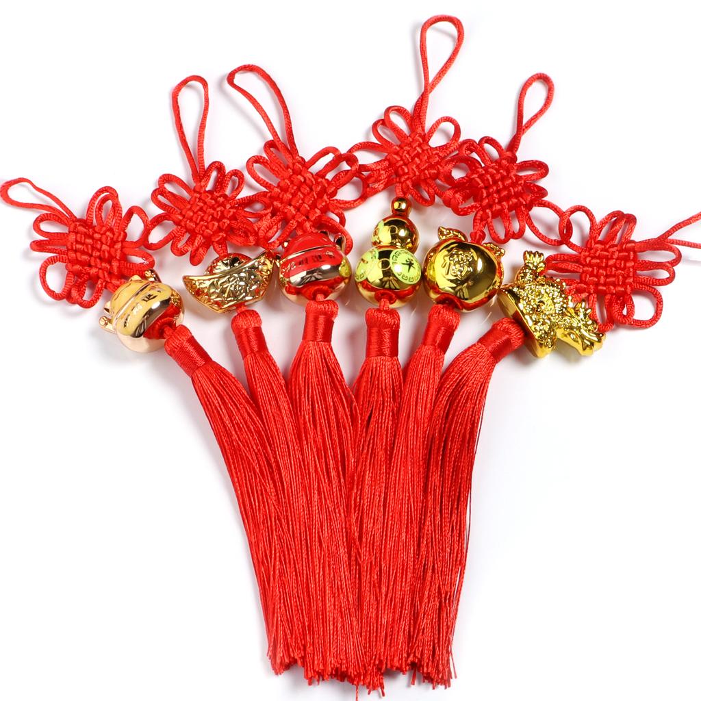2pcs Chinese Knot Tassel Pendant Hanging Fortune Red Tassels Pendants For DIY Spring Festival New Year Gifts Home Decoration