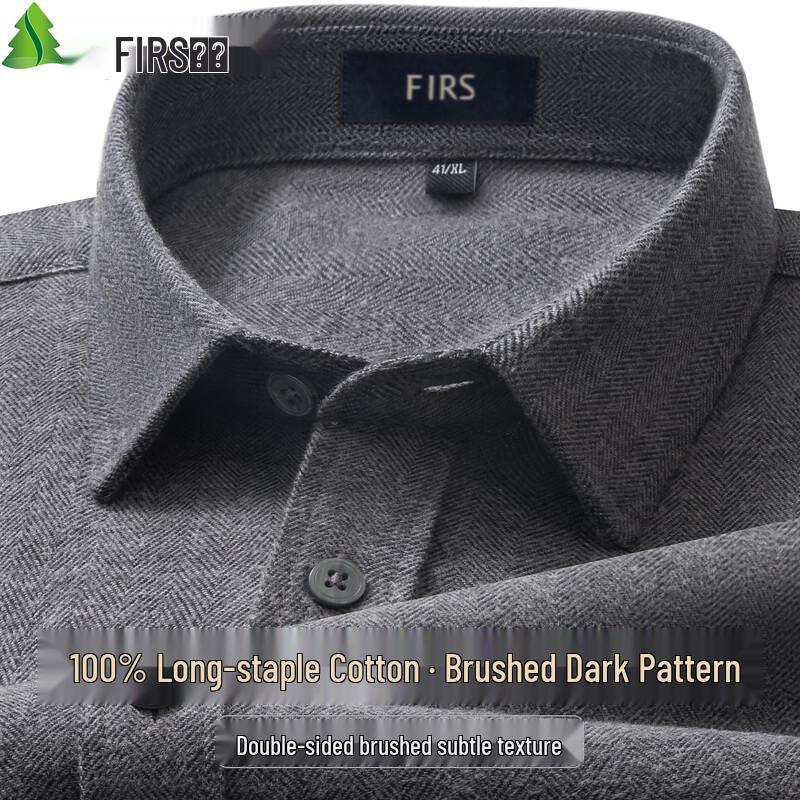 

FIRS Men s Long Sleeve Dark Pattern Cotton Brushed Shirt 41