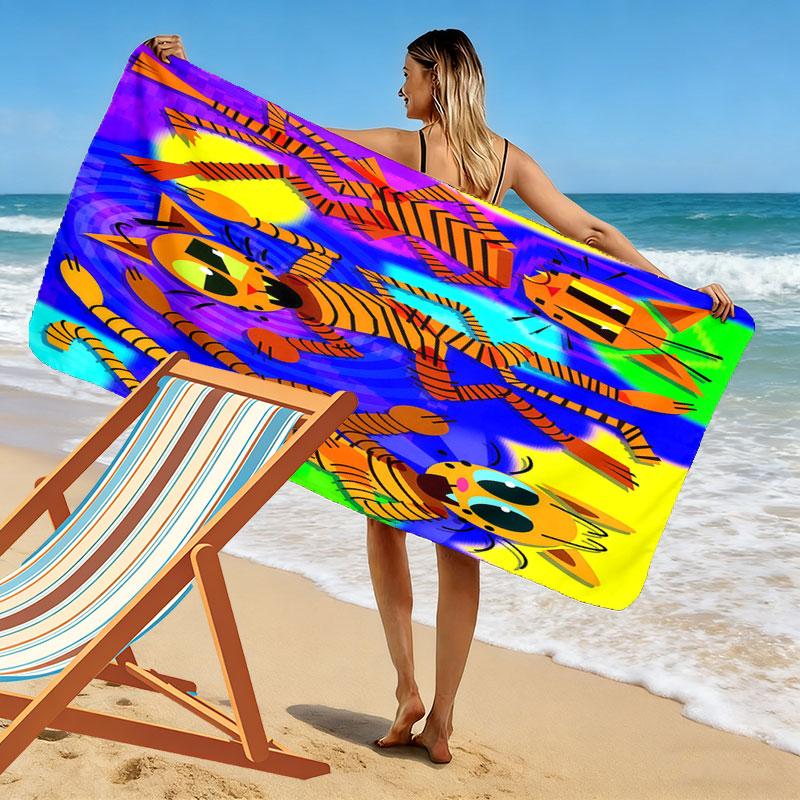Dog Man Print Beach Towel, Large Soft Quick Dry Towel for Beach Camping Swimming