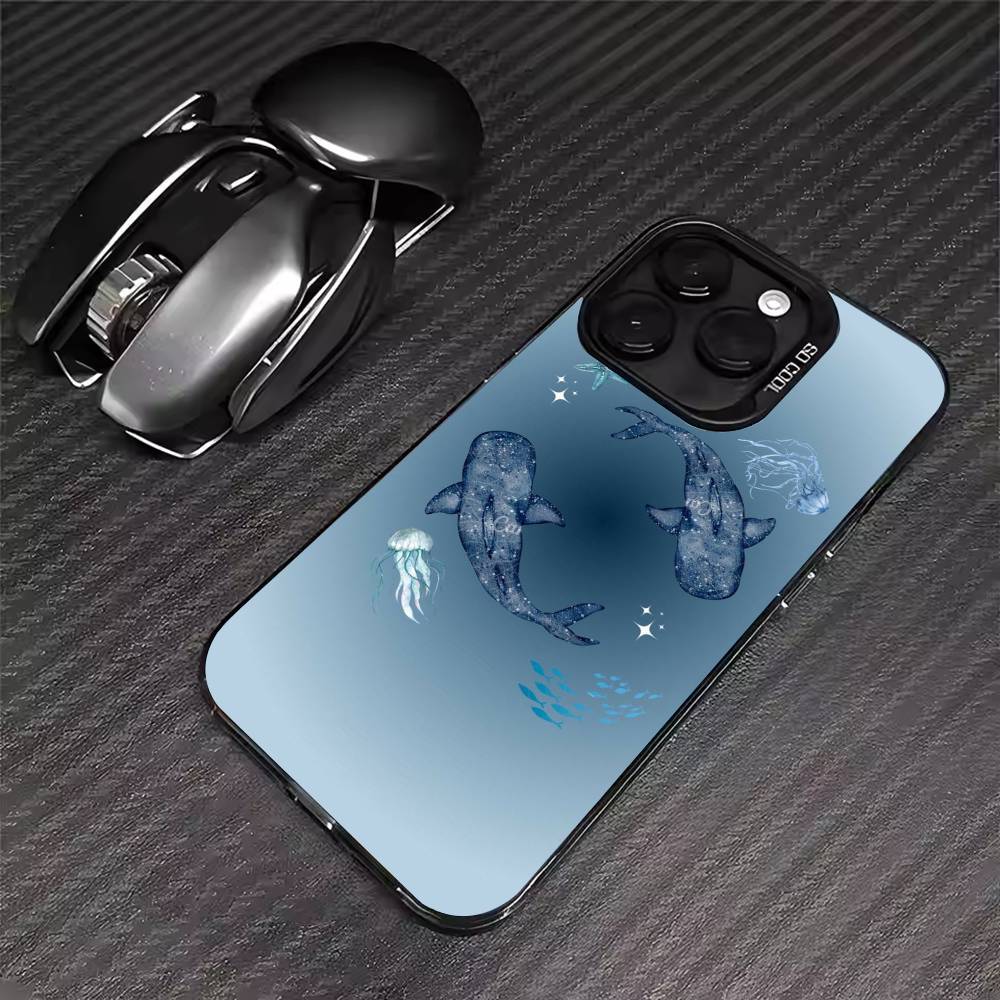 Ocean Shark Whale Design Phone Case For iPhone 17 16 15 14 13 12 11 Pro Max XS Max 7 8 Plus Shockproof Silicone Matte Cover