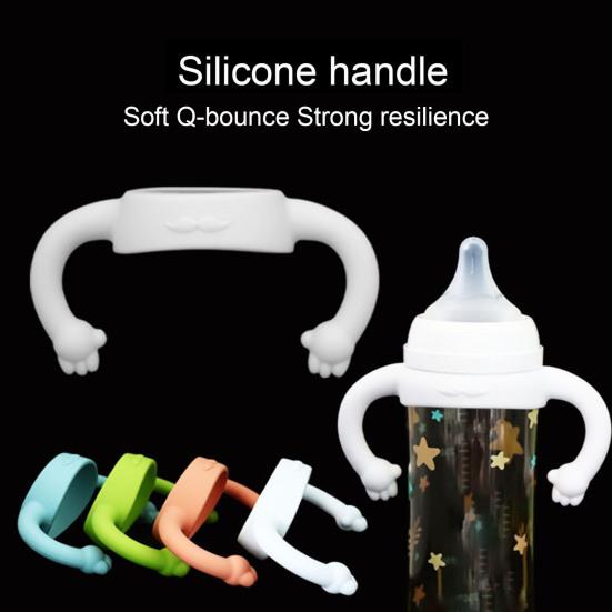 Baby Bottle Silicone Handle Soft Grip Breastfeeding Bottle Handle Attachment Flexible Bottle Accessory for Newborns
