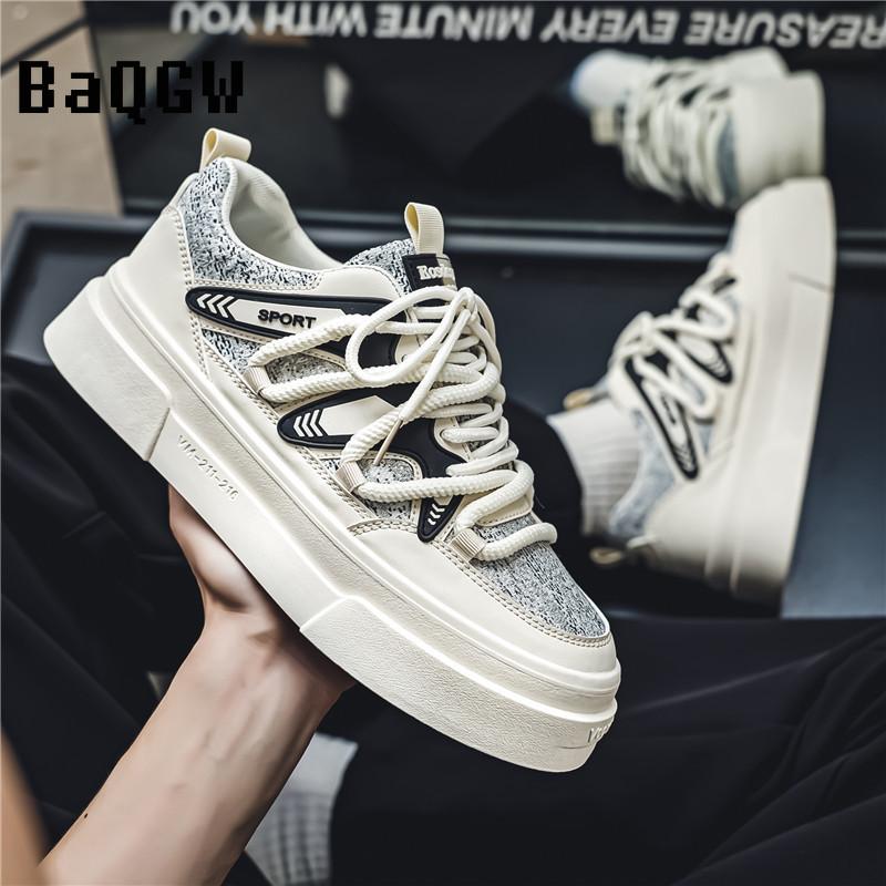 Fashion New Men‘s Sneakers Fashion Color Block Casual Shoes Light Breathable Running Shoes Lace Up Platform Shoes Zapatillas De Hombre