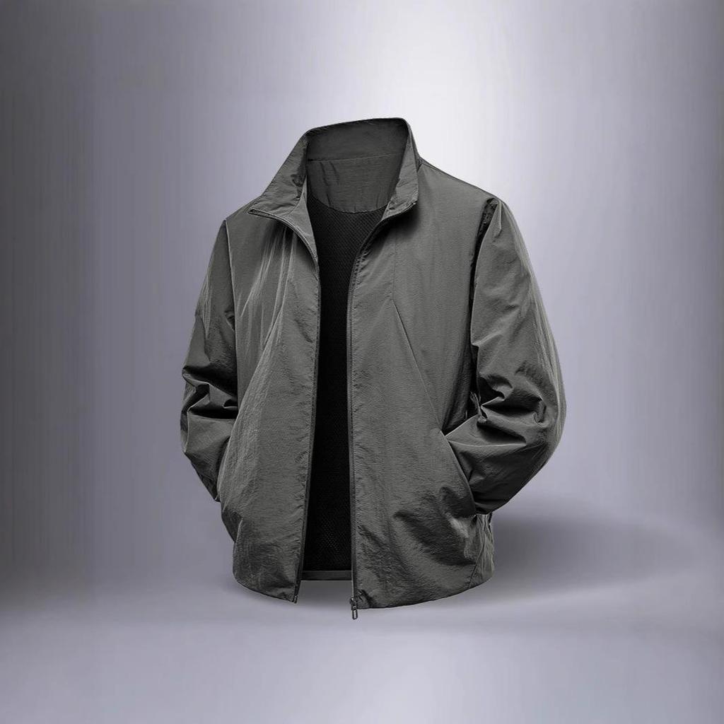Men's 2025 Spring/Autumn Sports Windbreaker – Stand-up Collar, Handsome Outdoor Casual Jacket for Cycling and Running