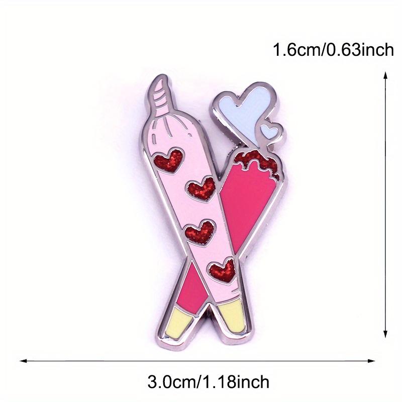 Flash Heart Badge Brooch Smoke Enamel Supporting Fan Pin