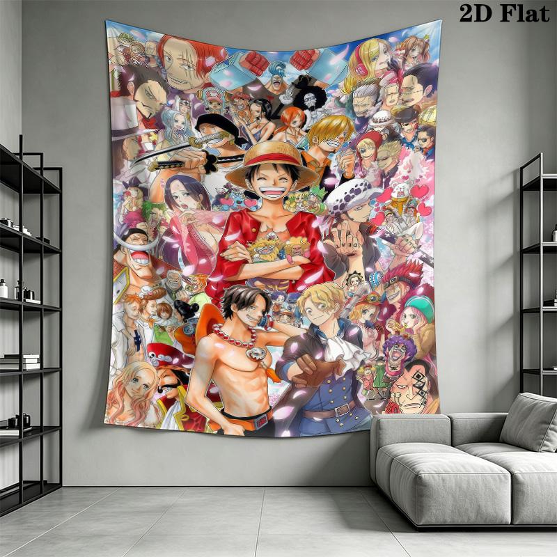 Anime One Piece Wall Tapestry Aesthetic Wall Hanging Printed Fabric Blanket Decorative Tapestries For Bedroom Living Room Home Decor