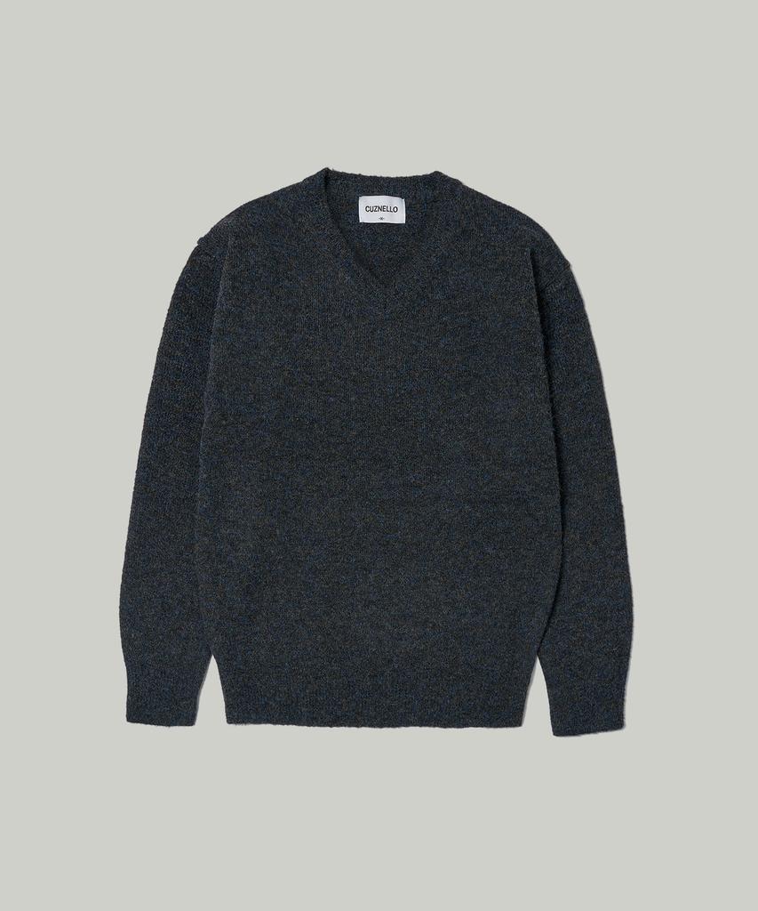 CUZNELLO Multi-Blend V-Neck Knit_Black