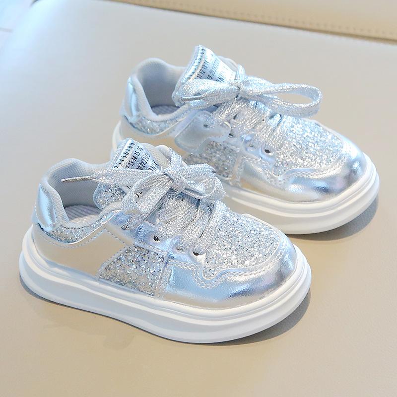 Children's sports shoes 2025 spring and autumn new girls casual shoes sequined Korean version of boys board shoes soft sole baby shoes single