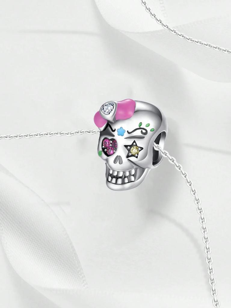 Charms Plata Copper Colors Halloween Skull Beads Charm Pendant For Original Bracelet For Women Diy Jewelry Love Gift