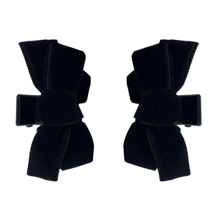 Wang Xinling Style Black Velvet Bow Side Bangs Hairpin – Summer Princess Accessory