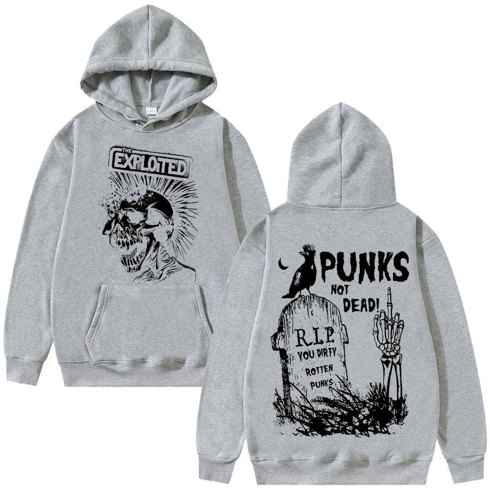 Rockband The Exploited Grafik-Hoodie Punks Not Dead Hoodies Herbst Winter Herren Damen Hip Hop Gothic Punk Übergroßes Sweatshirt
