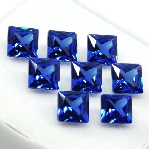 Natural Ceylon 6x6 mm Blue Sapphire Square Cut 50 Pcs Gemstone Lot For Jewelry