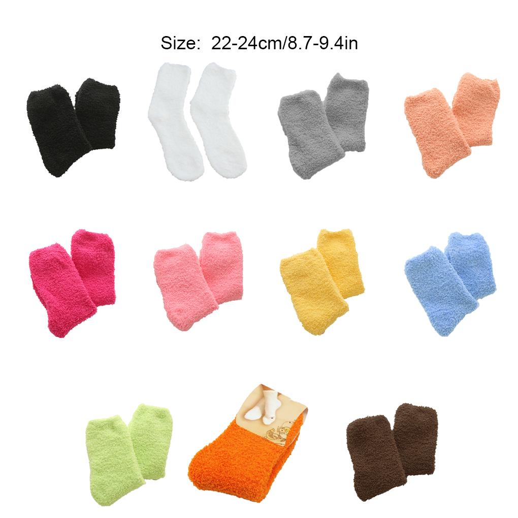 Women Coral Fleece Socks Warm Thick Socks Long Midi Low Lined Slipper