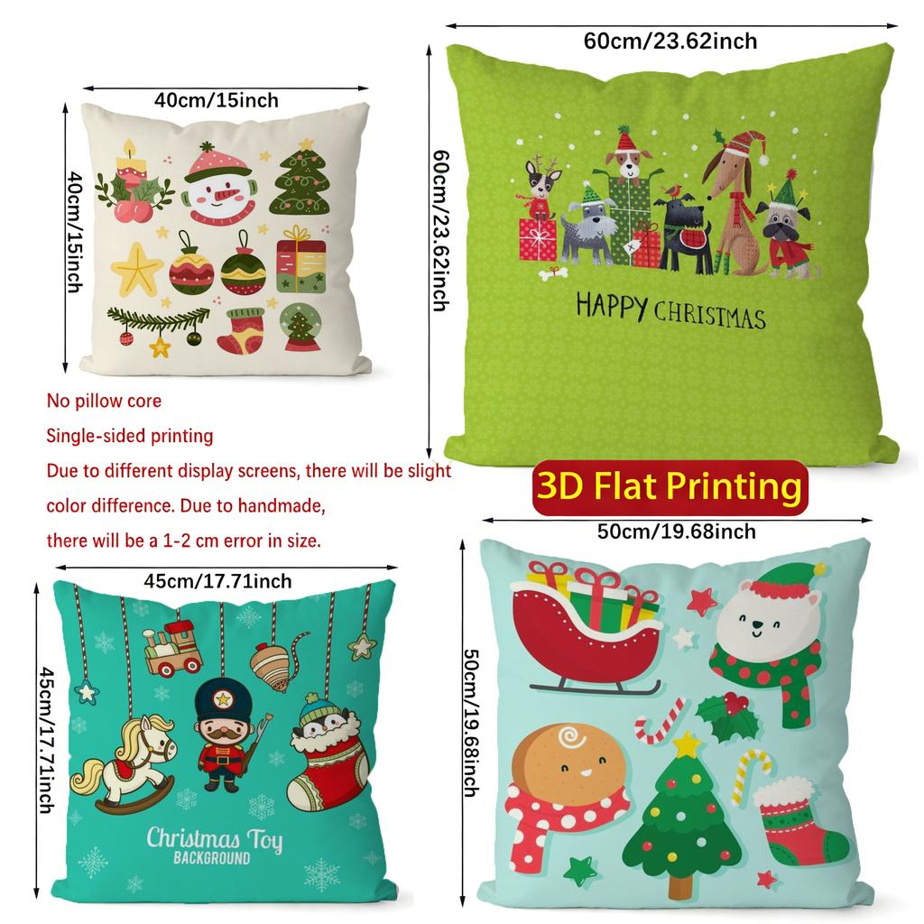 Christmas Cute Throw Pillow Covers Pattern Cushion Cover Suitable for Sofa Bedroom Car Pillow Cover