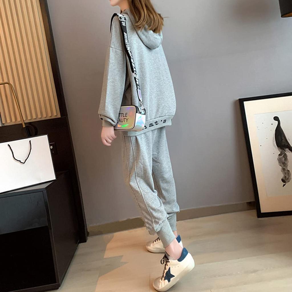 Mskikefly Cute Long Sleeve Loungewear and Perfect for Going or Working from Home Size Women's Set, Sweatshirt, Loose-Fit Pants, T-Shirt, Running,