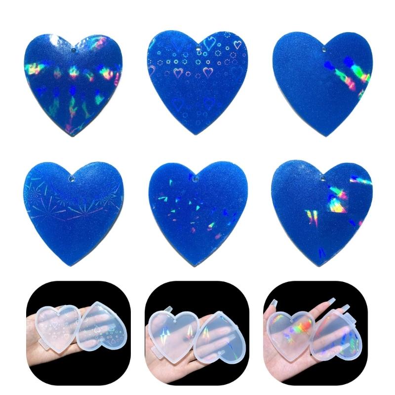 Shiny Light and Shadow Ornaments Silicone Epoxy Keychain Mold DIY Earrings Pendant Jewelry for Valentine Gift Crafts