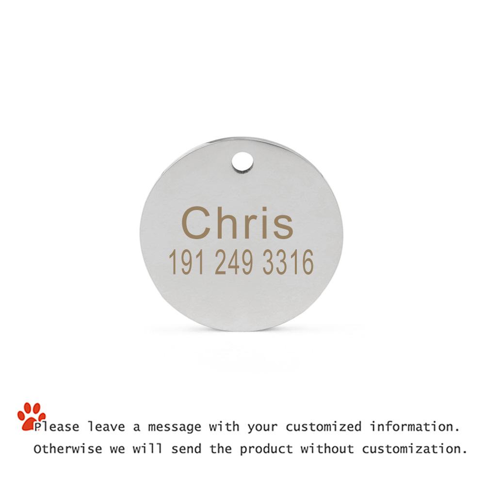 

Custom Name Round Pendant Laser Engraving Nameplates Collar Accessories Dog Tag Puppy Cat ID Customized Personalized Anti-lost 25mm