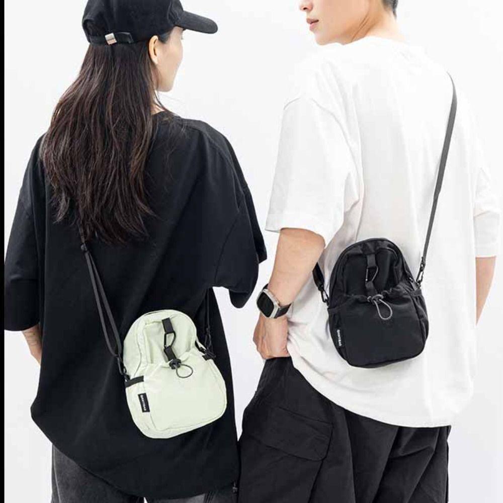 Coin Pouch Drawstring Crossbody Bag Sports Mobile Phone Pack Portable Nylon Shoulder Bag  Travel