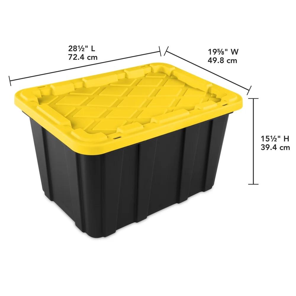 27 Gallon Heavy Duty Plastic Storage Bin with Snap-On Lid Stackable Totes Garage Basement Attic Transport and Organization