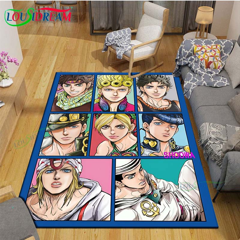 Tappeti Classici Cartone Animato J-JoJo's Bizarre Adventure Tappeto Antiscivolo per Soggiorno Tappetini per Camera da Letto dei Bambini Tappeto da Gioco Tappeto Grande Decorazione