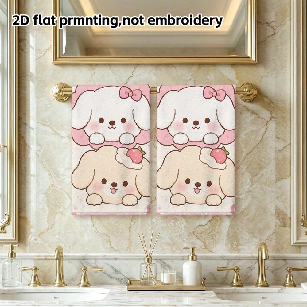 Stack Puppy Bow Print Towel, Soft Absorbent Cute Hand Towel for Washing