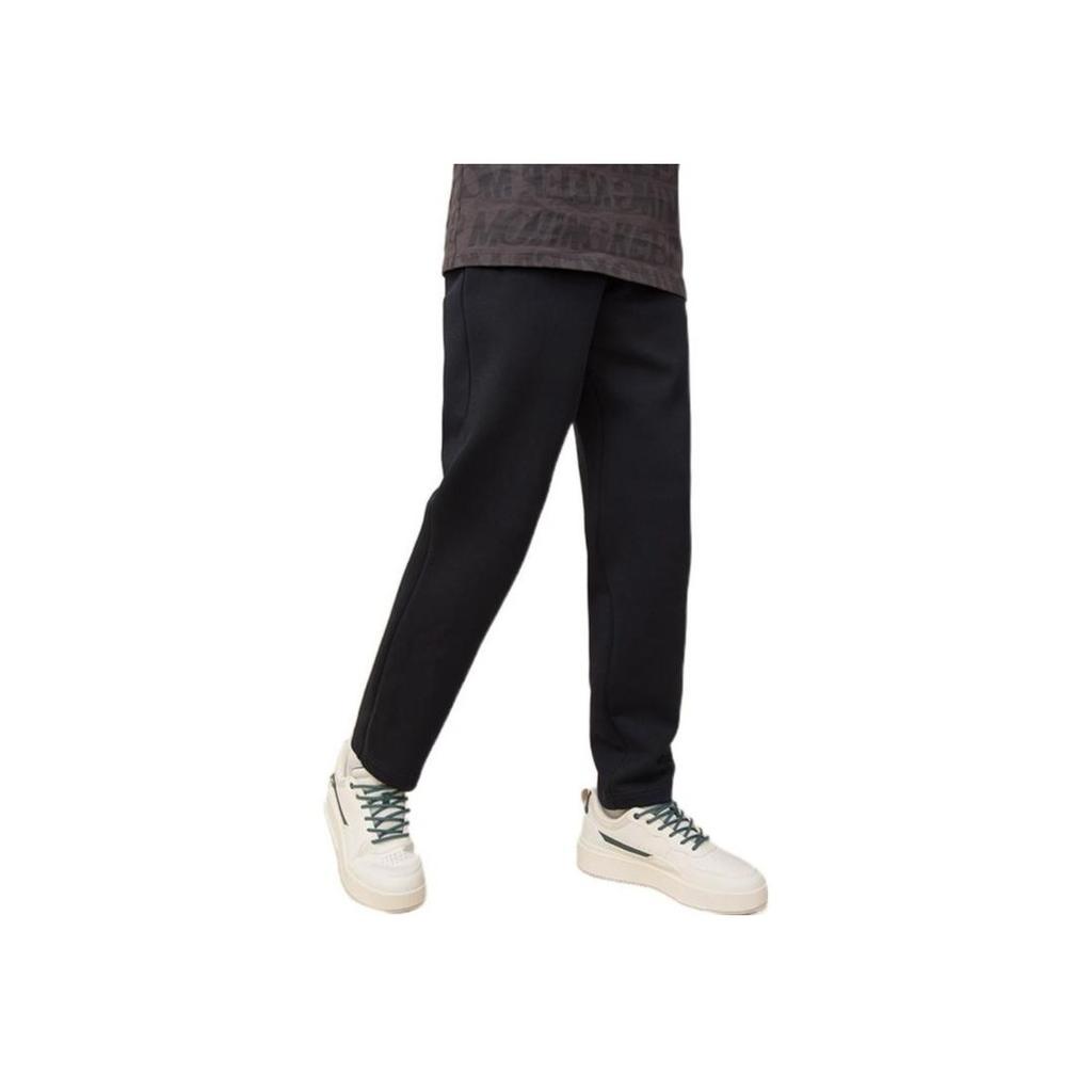 Anta Solid Color Logo Embroidery Elastic Waist Straight-Leg Sweatpants Men Bottoms Black 152231315-1