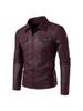 Men's Fleece-Lined PU Leather Motorcycle Jacket, Korean Style, for Spring, Autumn, and Winter.