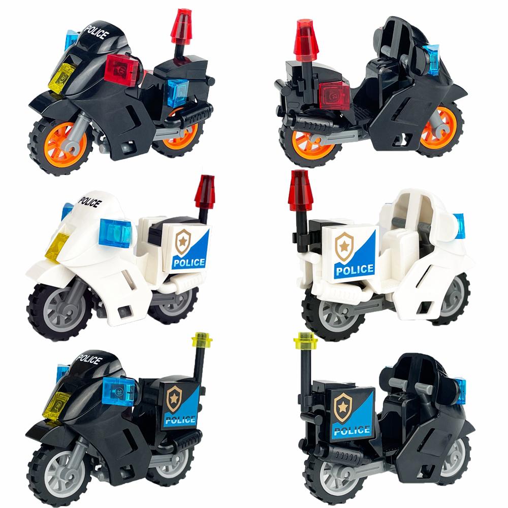 Military SWAT Team Motorcycle Building Bricks Set, DIY Model Kit for Children, Compatible Construction Blocks for War Games