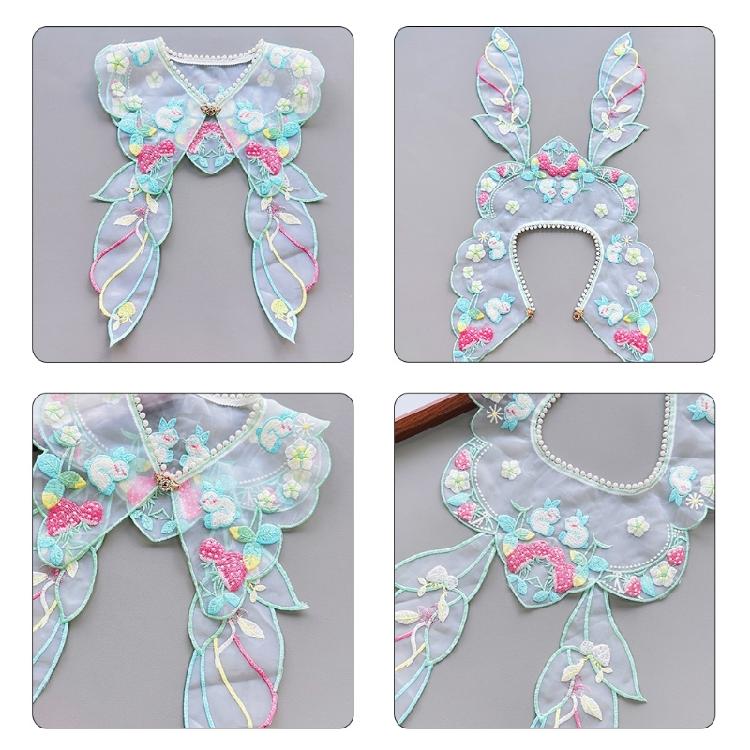 Yunjian Collar Decorative Hanfu Studded Pearls False Collar Embroidered Rabbit