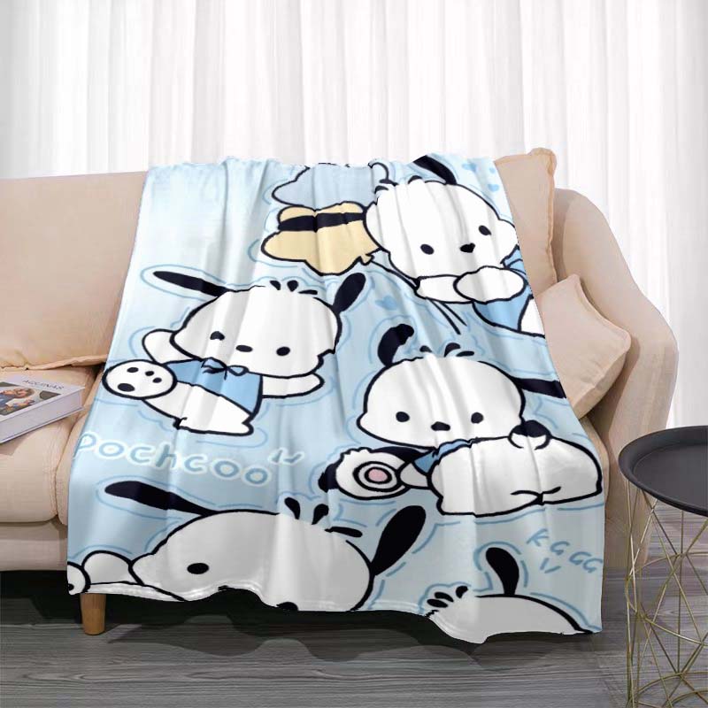 This Cute Pochacco-print Cartoon Blanket Is Made of Warm and Comfortable Flannel and Is Suitable for Bedrooms, Sofas, Beds,