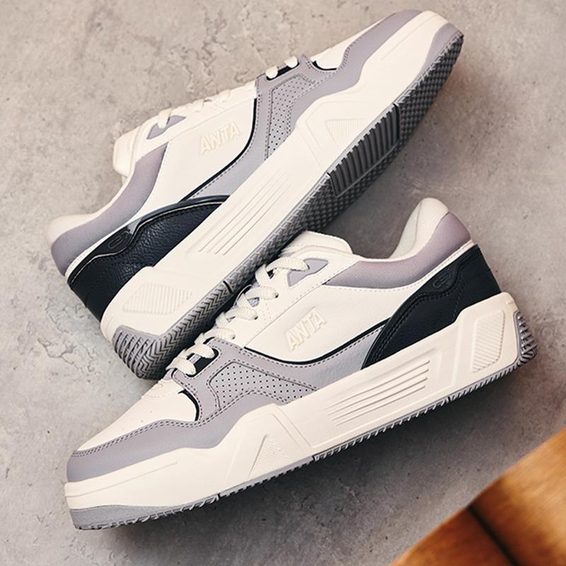 Anta Durable Low-Top Skate Shoes Men Sneakers White Gray 112438024-4