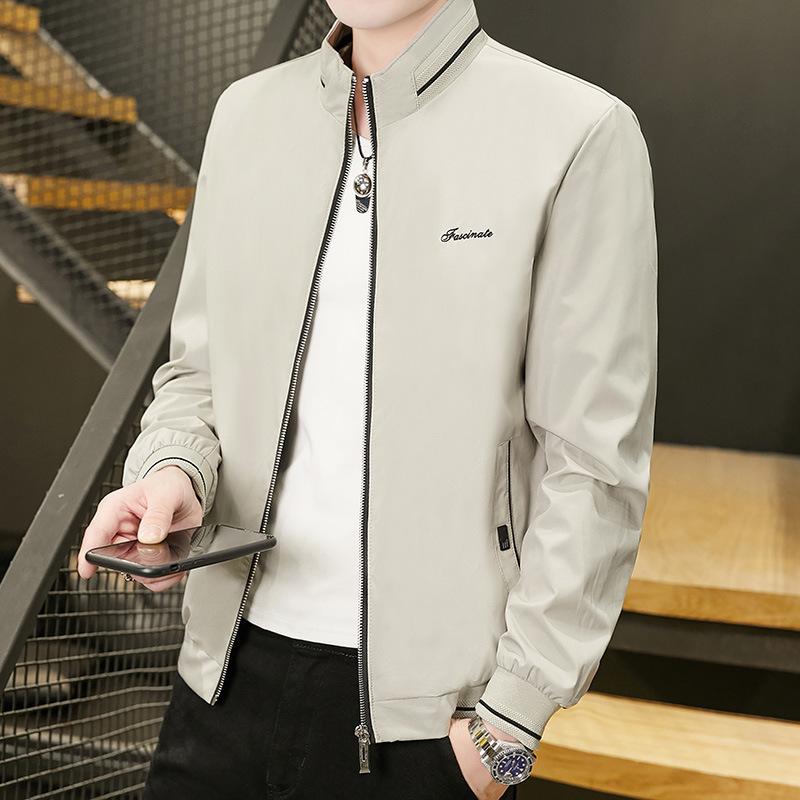 Men's Slim Fit Korean Style Jacket with Fleece Lining, Stand Collar, Versatile Casual Trend.