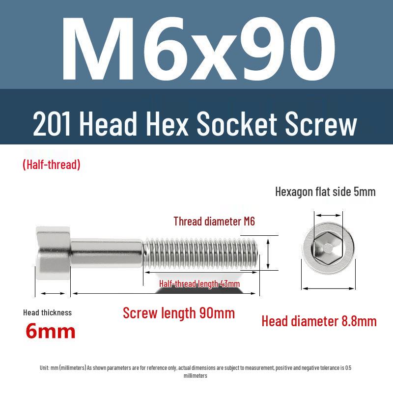 Yigu 201 Stainless Steel Cup Head Hexagon Screws and Bolts - M3, M4, M5, M6