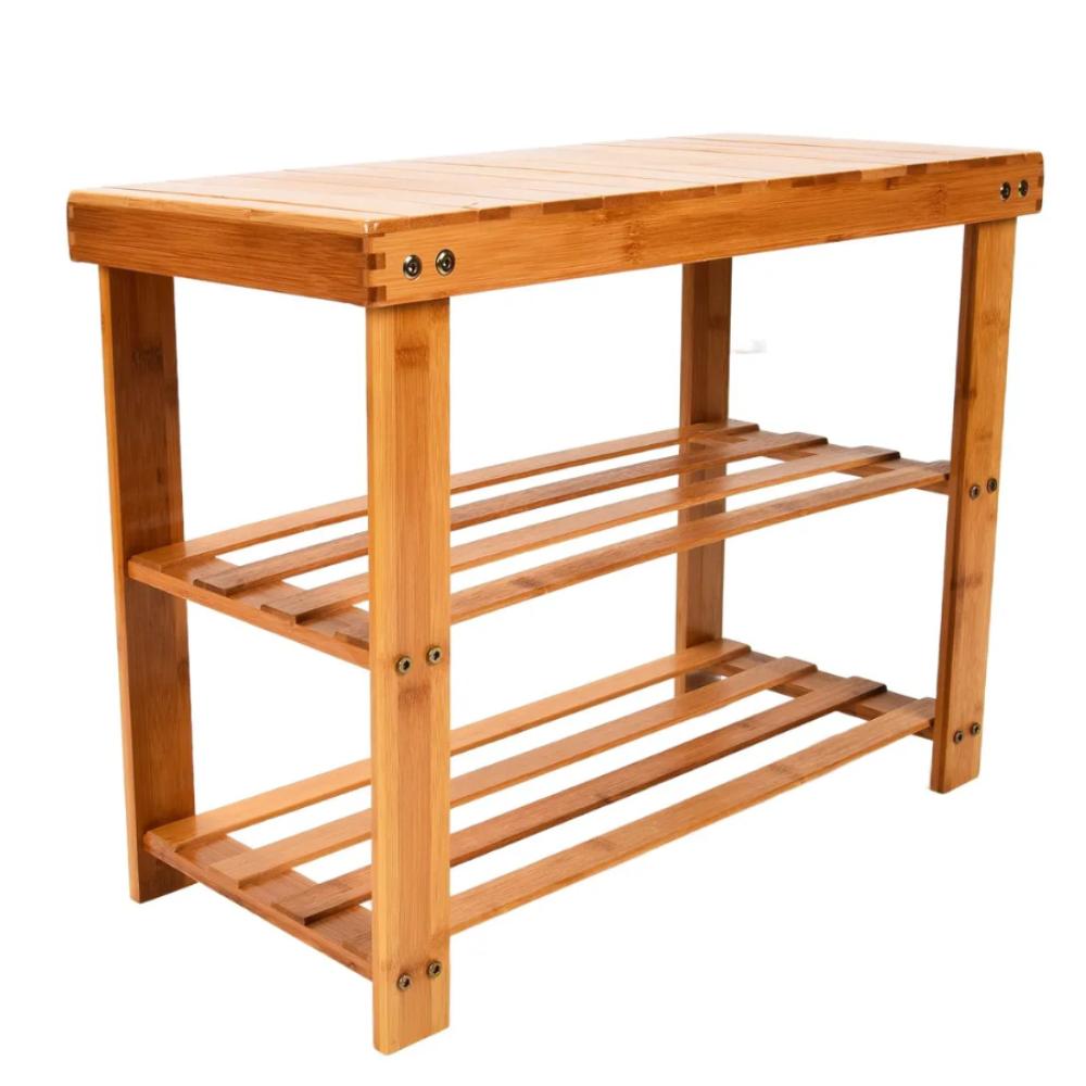 Bamboo Shelf, Standing Shoe Rack, 3-shelf Cabinet, Bathroom, Hall