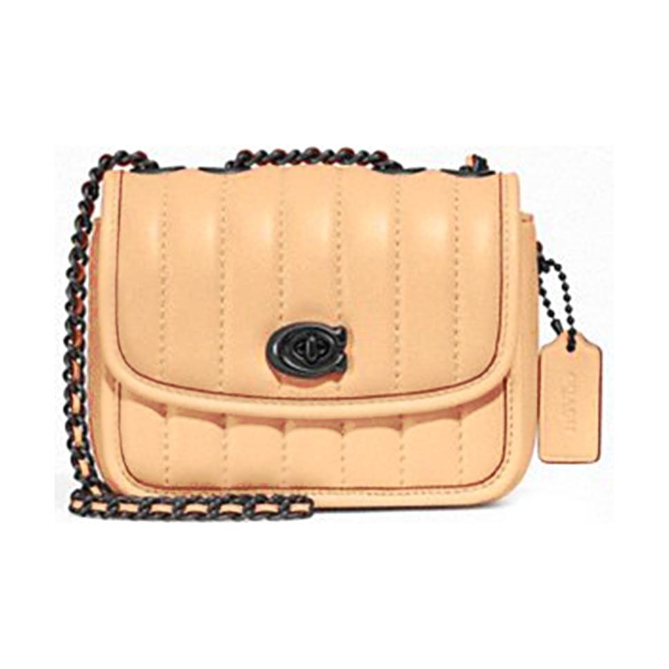 Coach Madison 16 Quilted Flap Chain Napa Leather Shoulder Crossbody Mini Bag Women bags Peach-Pink 4870-V5S9W Basic Set (Bag+Dust Bag)
