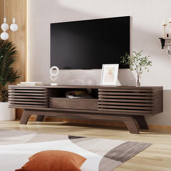 TV Cabinet with One Drawer And Two Doors, TV Furniture, TV Panel, TV Cabinet. Unique Design, Vintage Wood Color.