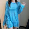 Sun Protection Clothes for Girls New Style Loose Summer Thin Anti-UV Ice Silk Striped Long-sleeved T-shirt Trendy