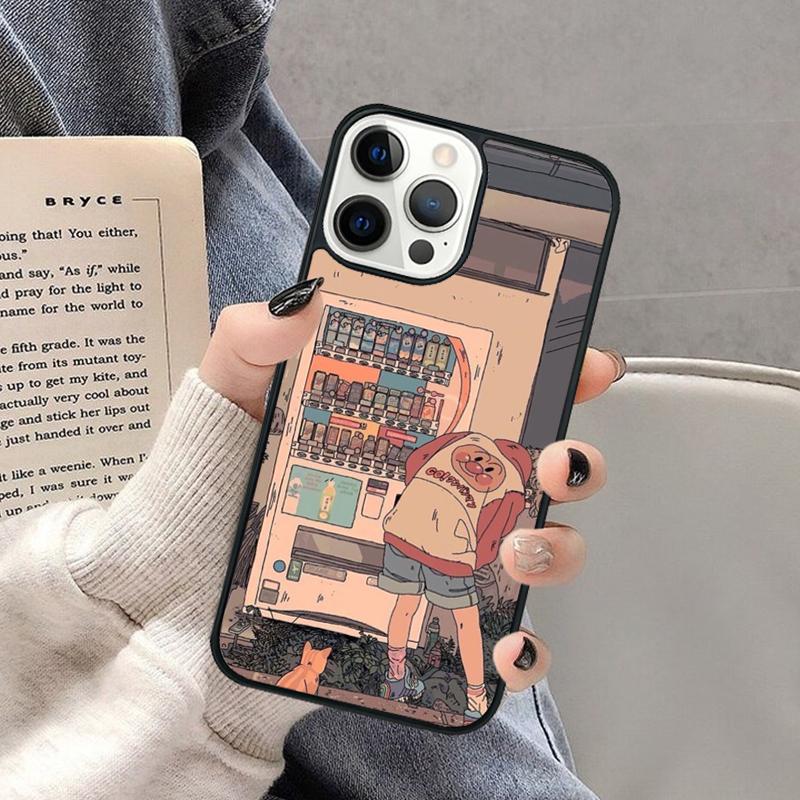 Japanese 90s Anime Aesthetic Phone Case for iPhone 17 Air 16 16e 15 Plus for Apple 13 11 12 14 Pro Max Cover Coque