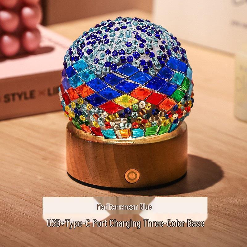 Bohemian LED Night Light - USB Rechargeable Moroccan Glass Lamp