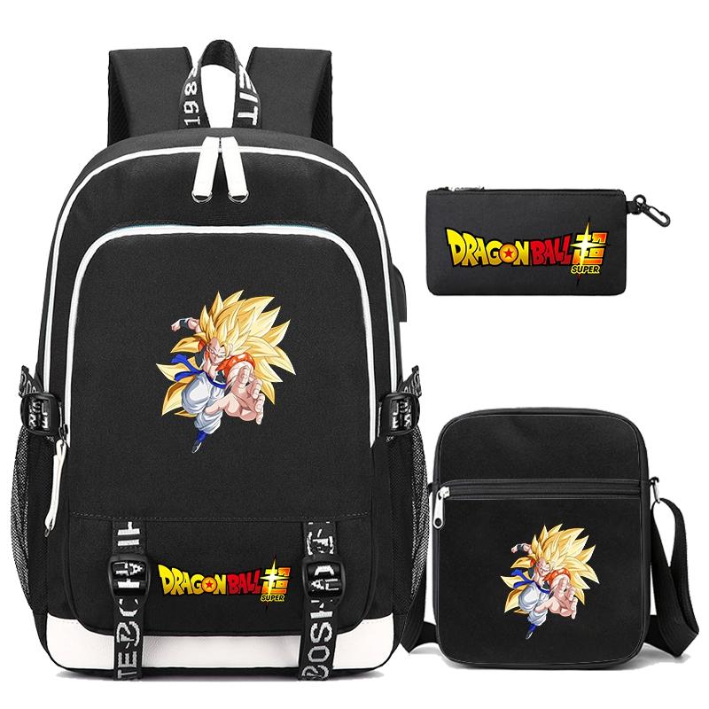 3Pcs/set Dragon Ball Printed Bag Laptop Backpack Messenger Bag for Girl Boy Teenager Schoolbag Men Women Leisure Travel Leisure Bag Rucksack Mochila