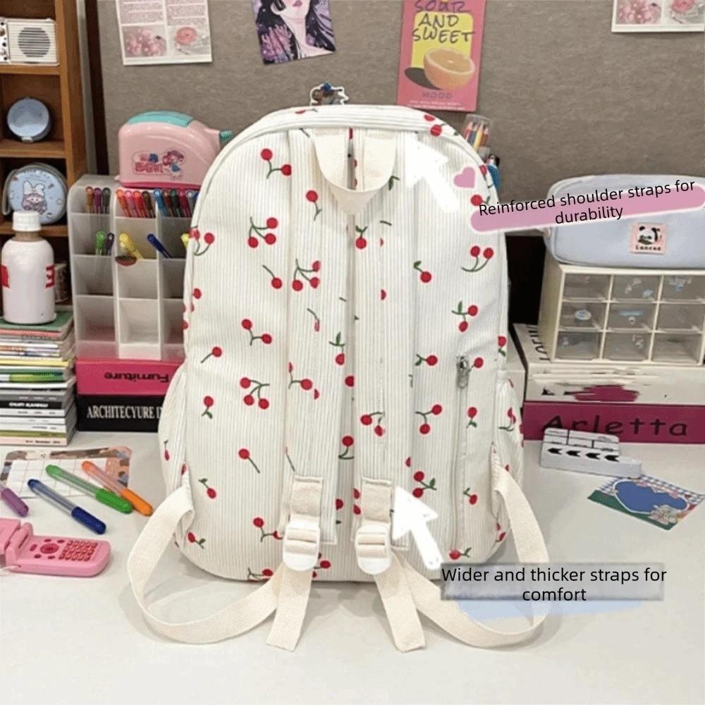 Durable Canvas Girls Backpack Versatile Large Capacity Students Schoolbag Lightweight Travel Rucksack For High School Students
